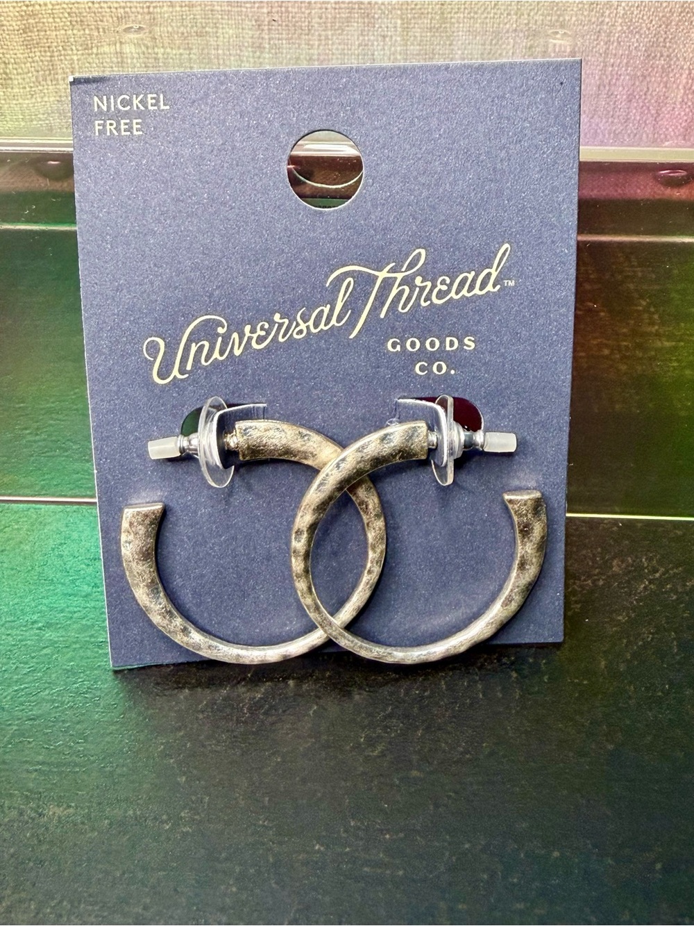 Universal Thread Silver-Tone Hammered Hoop Earrings